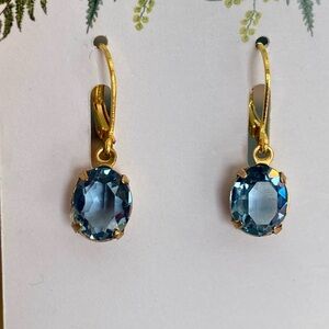 Denim blue Oval Crystal Dangles